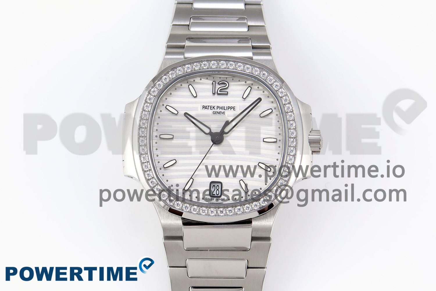 NAUTILUS 7118 LADIES SS PPF 1:1 BEST EDITION WHITE DIAL DIAMONDS BEZEL ON SS BRACELET 324CS - Image 1