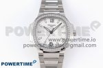 NAUTILUS 7118 LADIES SS PPF 1:1 BEST EDITION WHITE DIAL DIAMONDS BEZEL ON SS BRACELET 324CS