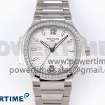 NAUTILUS 7118 LADIES SS PPF 1:1 BEST EDITION WHITE DIAL DIAMONDS BEZEL ON SS BRACELET 324CS