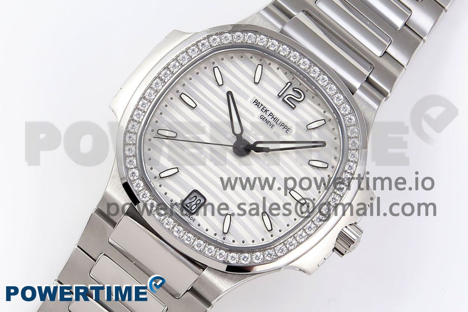 NAUTILUS 7118 LADIES SS PPF 1:1 BEST EDITION WHITE DIAL DIAMONDS BEZEL ON SS BRACELET 324CS - Image 2