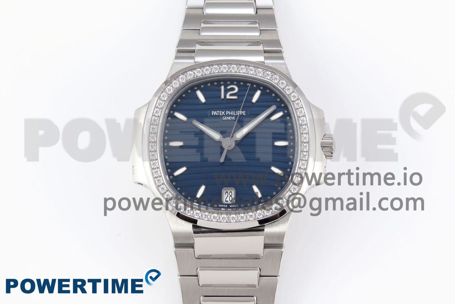 NAUTILUS 7118 LADIES SS PPF 1:1 BEST EDITION BLUE DIAL DIAMONDS BEZEL ON SS BRACELET 324CS - Image 1