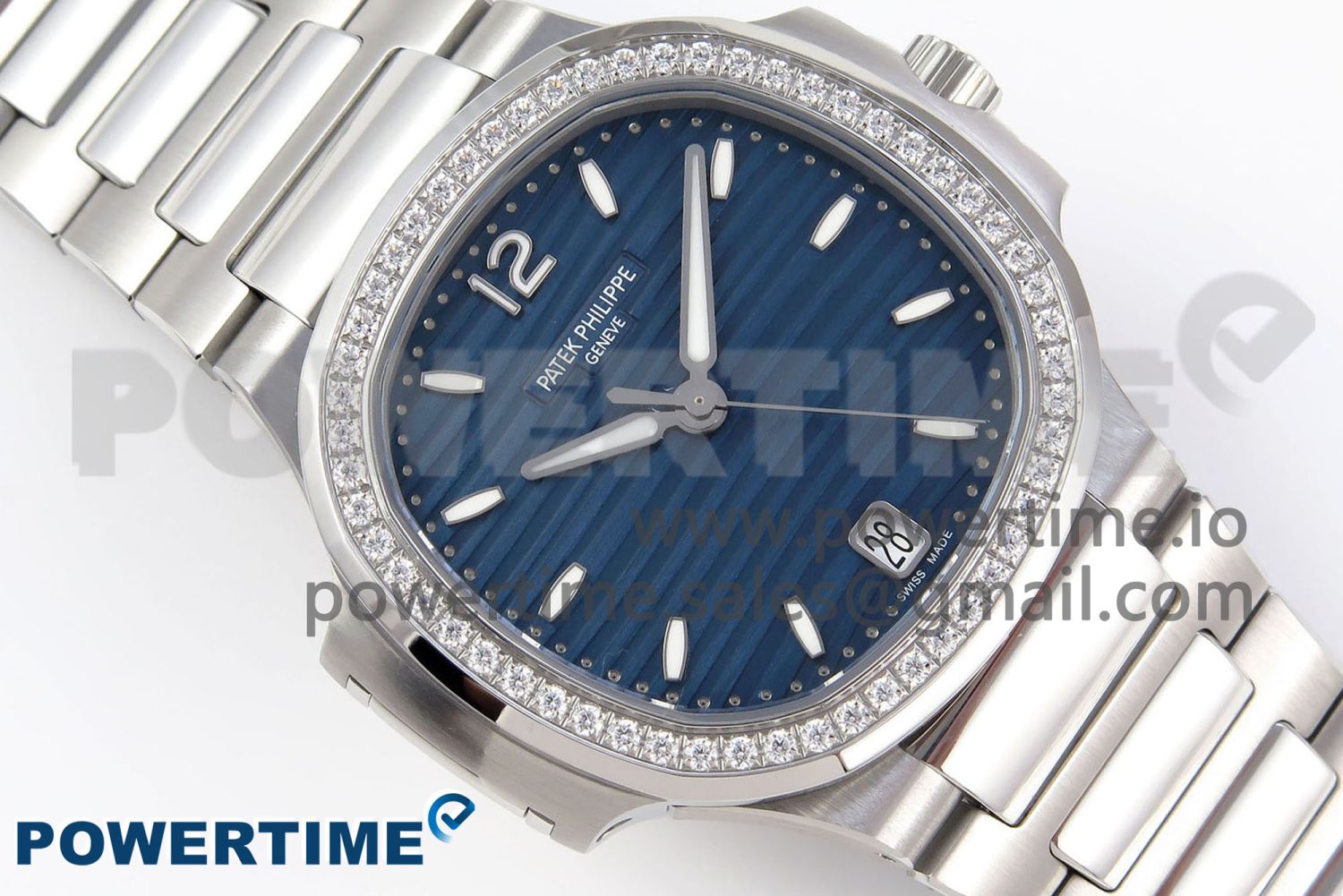 NAUTILUS 7118 LADIES SS PPF 1:1 BEST EDITION BLUE DIAL DIAMONDS BEZEL ON SS BRACELET 324CS - Image 3