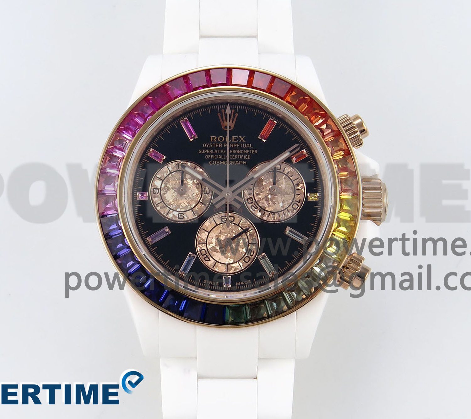 Rolex Daytona Rainbow 40mm Cer/Cer Black Dial NOOB SA4130 Super Clone