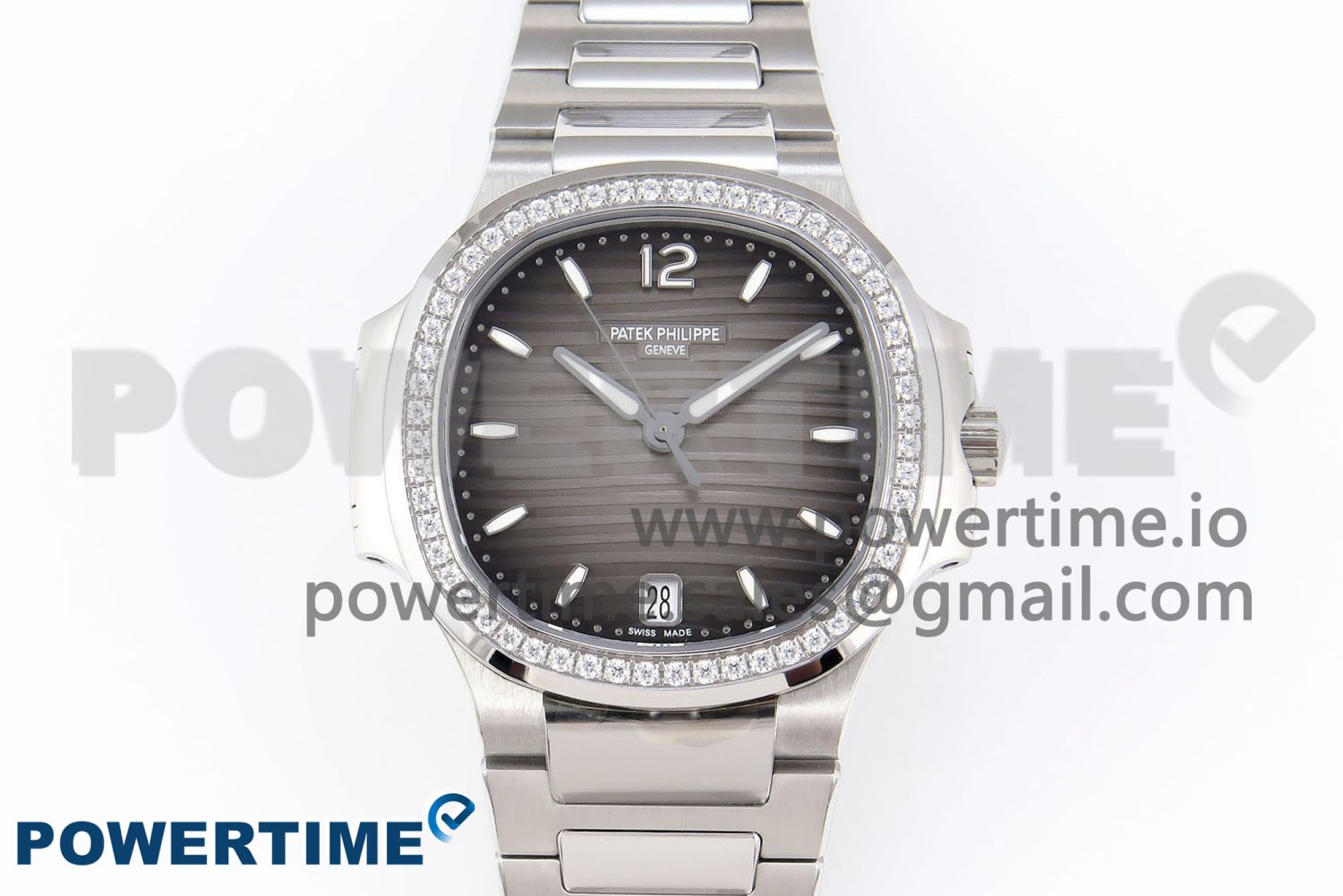 NAUTILUS 7118 LADIES SS PPF 1:1 BEST EDITION BROWN DIAL DIAMONDS BEZEL ON SS BRACELET 324CS - Image 1