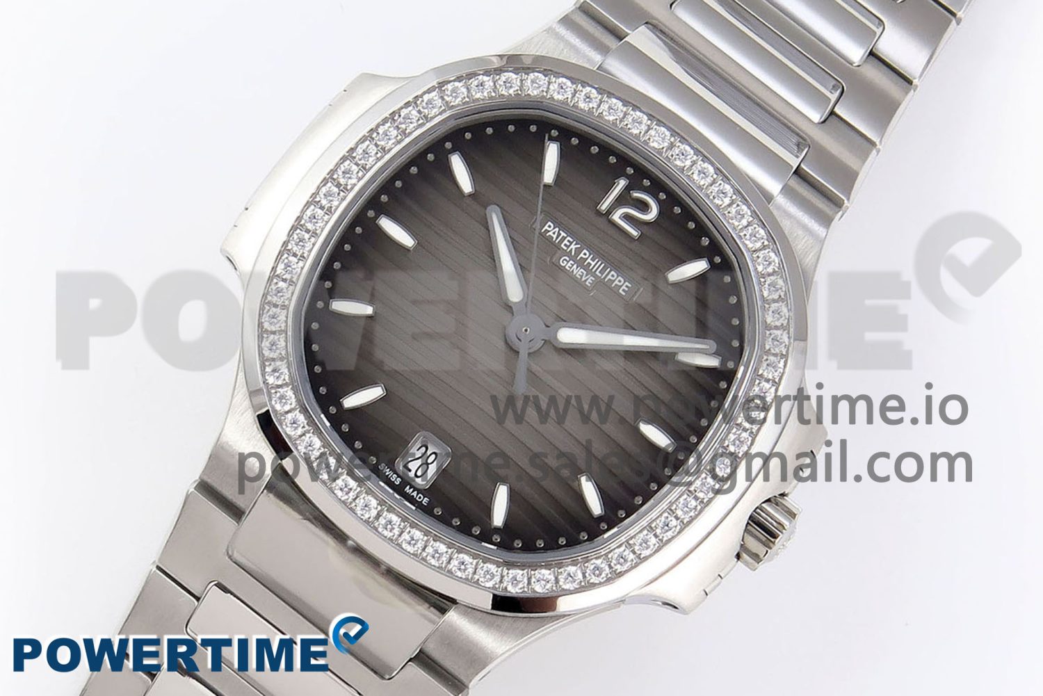 NAUTILUS 7118 LADIES SS PPF 1:1 BEST EDITION BROWN DIAL DIAMONDS BEZEL ON SS BRACELET 324CS - Image 2