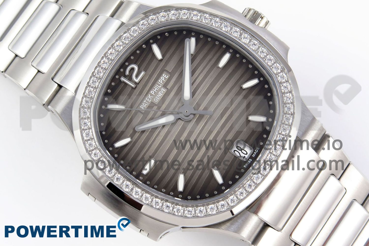 NAUTILUS 7118 LADIES SS PPF 1:1 BEST EDITION BROWN DIAL DIAMONDS BEZEL ON SS BRACELET 324CS - Image 3