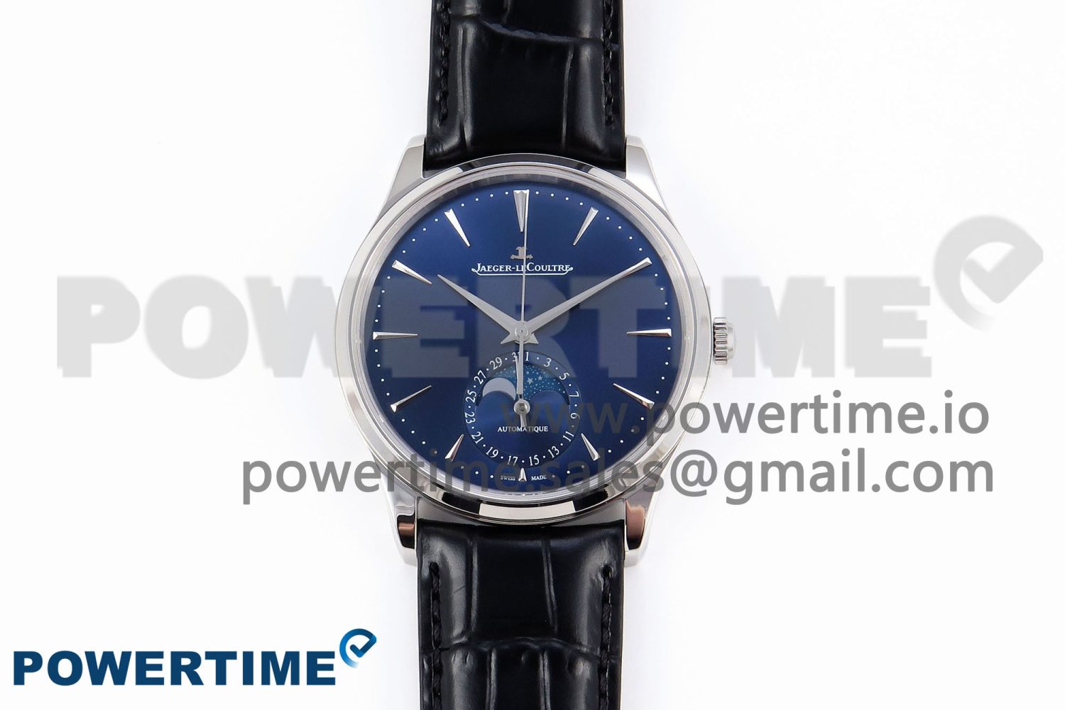 Master Ultra Thin Moon SS APSF 1:1 Best Edition Blue Dial on Black Leather Strap SA925 Super Clone - Image 1