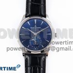 Master Ultra Thin Moon SS APSF 1:1 Best Edition Blue Dial on Black Leather Strap SA925 Super Clone
