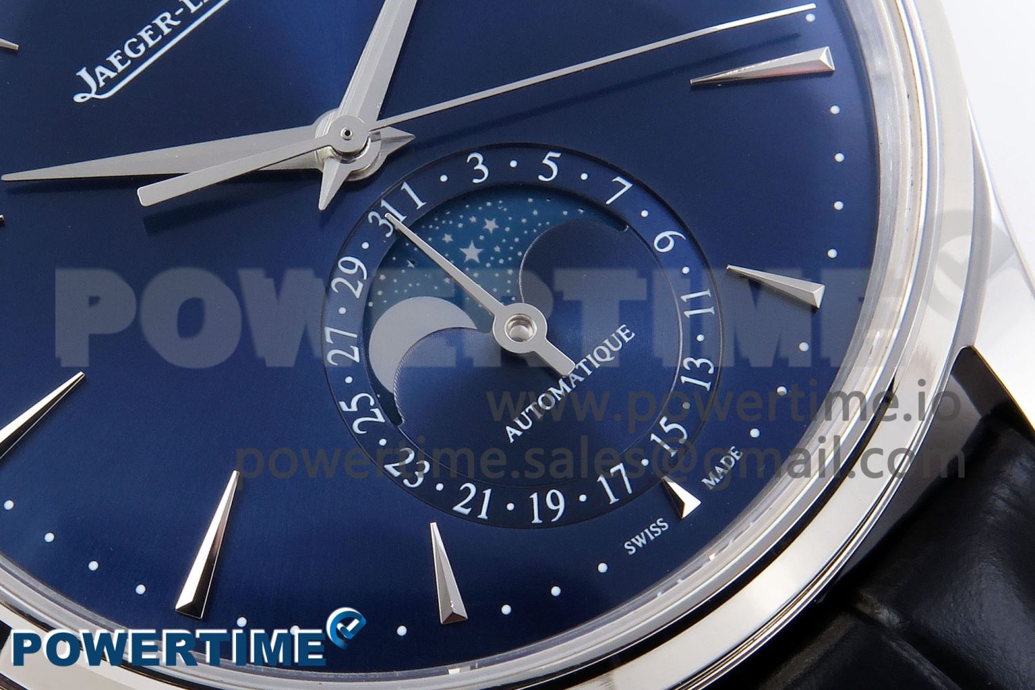 Master Ultra Thin Moon SS APSF 1:1 Best Edition Blue Dial on Black Leather Strap SA925 Super Clone - Image 5