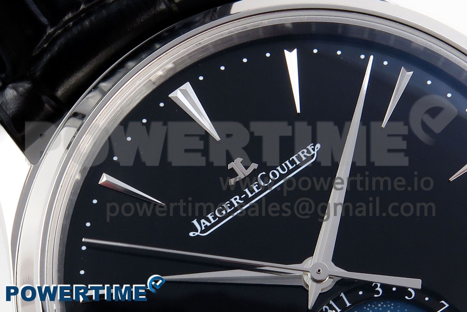 Master Ultra Thin Moon SS APSF 1:1 Best Edition Black Dial on Black Leather Strap SA925 Super Clone - Image 4