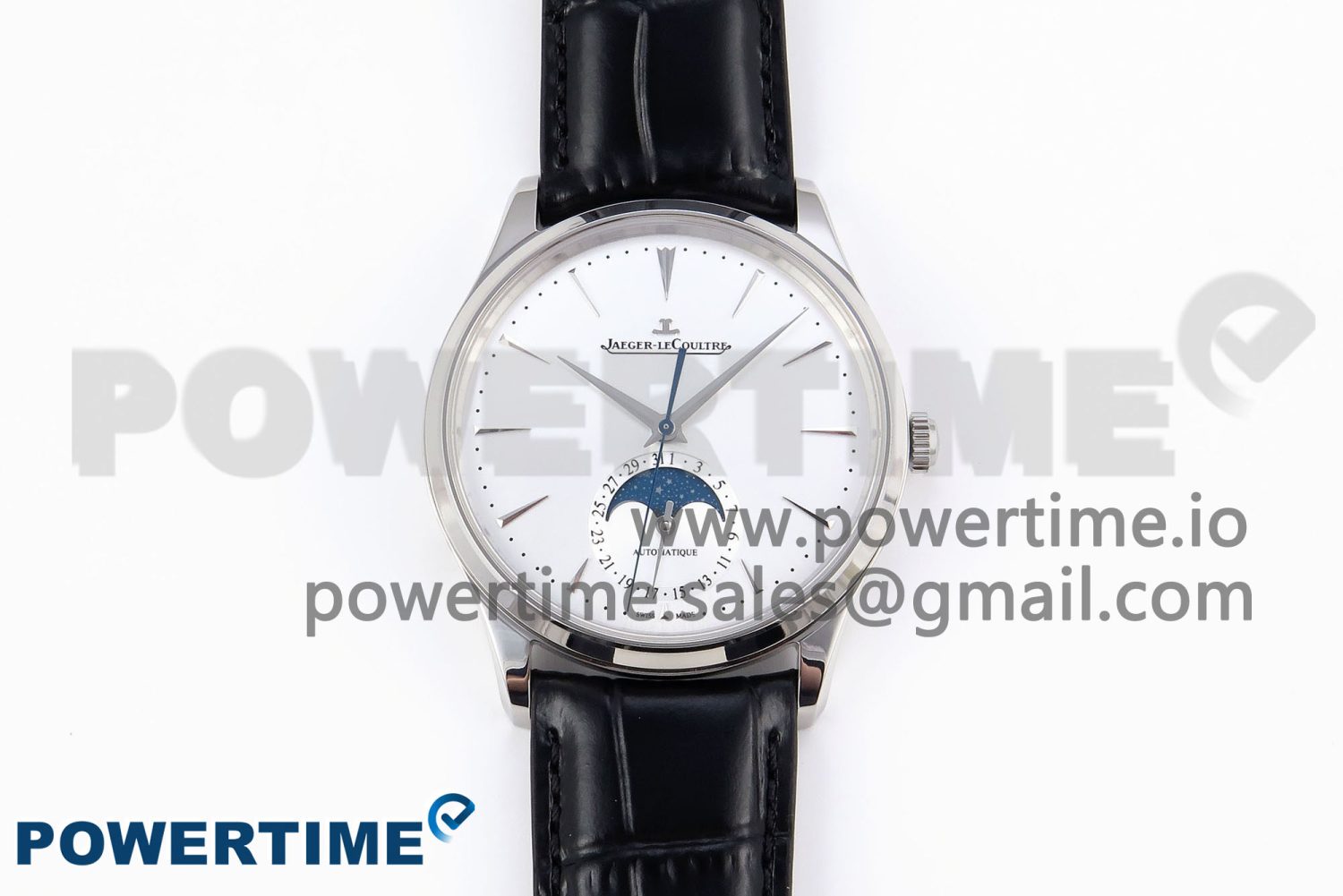 Master Ultra Thin Moon SS APSF 1:1 Best Edition Silver Dial on Black Leather Strap SA925 Super Clone - Image 1