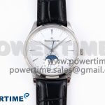 Master Ultra Thin Moon SS APSF 1:1 Best Edition Silver Dial on Black Leather Strap SA925 Super Clone