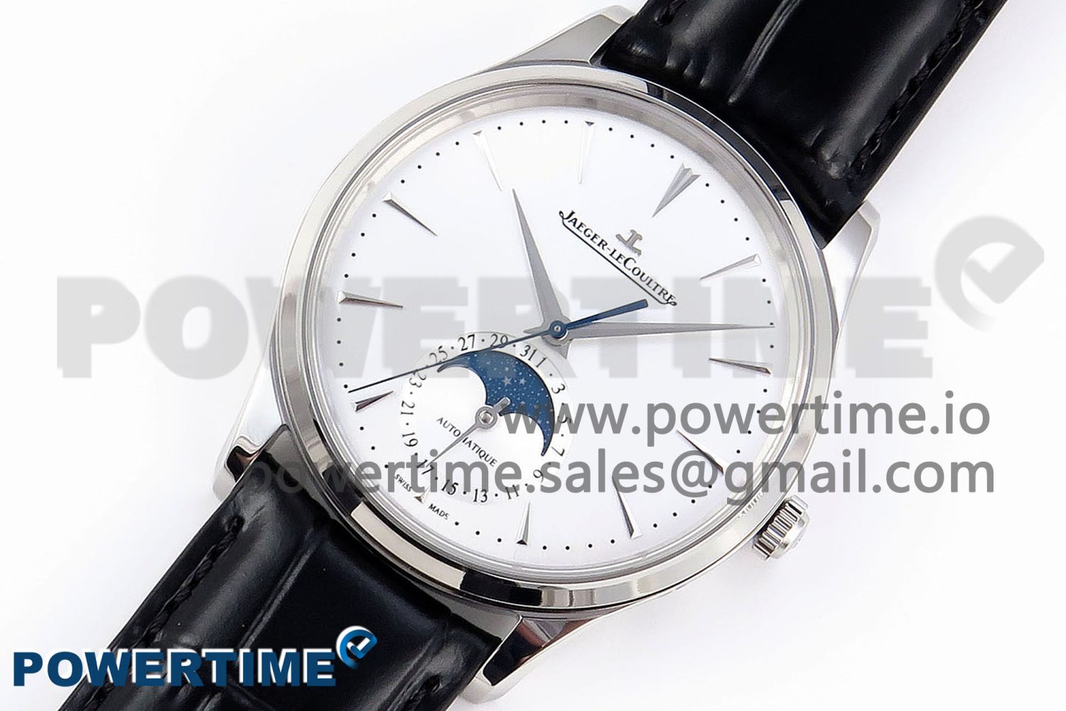 Master Ultra Thin Moon SS APSF 1:1 Best Edition Silver Dial on Black Leather Strap SA925 Super Clone - Image 2
