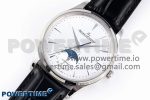 Master Ultra Thin Moon SS APSF 1:1 Best Edition Silver Dial on Black Leather Strap SA925 Super Clone - Image 2