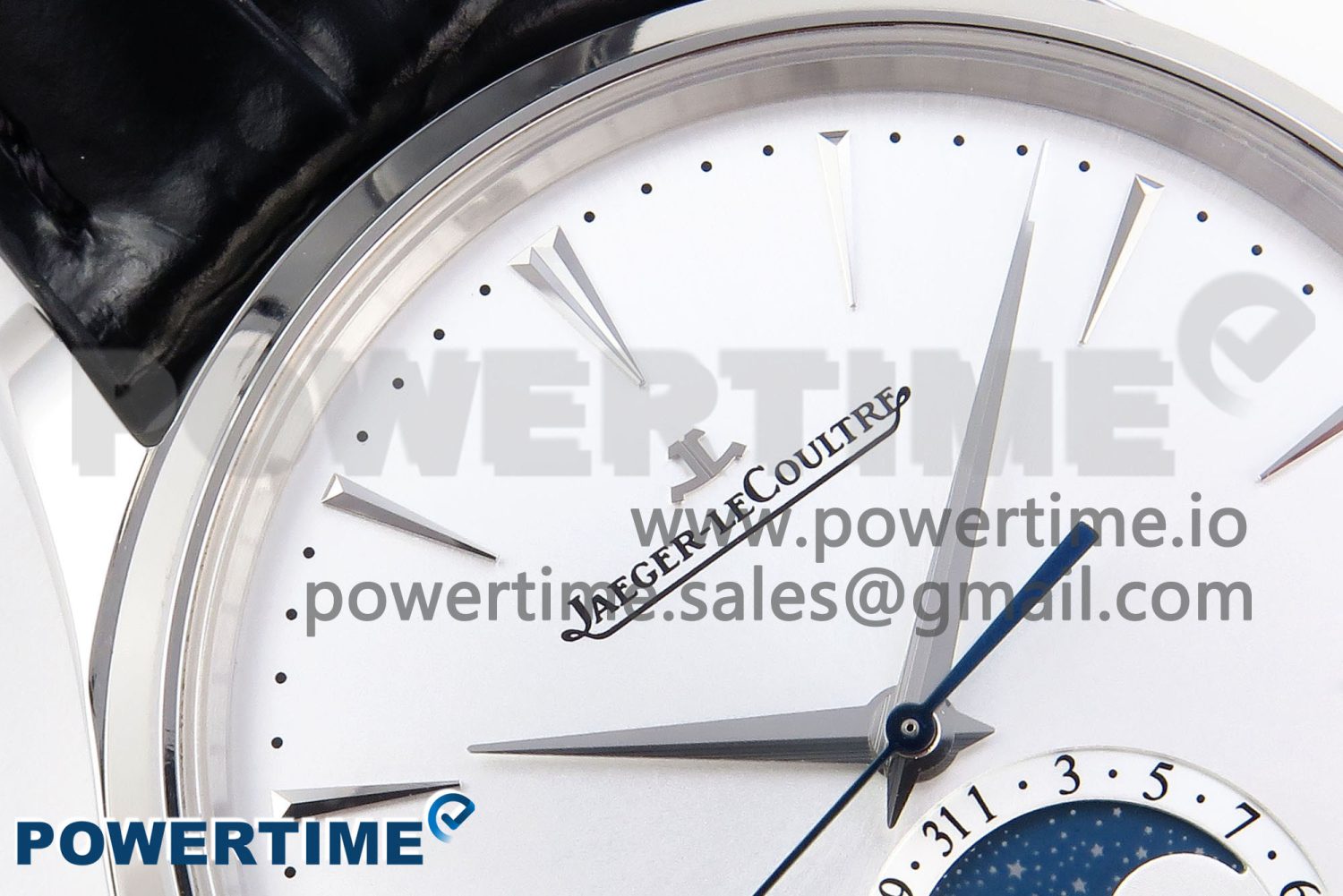 Master Ultra Thin Moon SS APSF 1:1 Best Edition Silver Dial on Black Leather Strap SA925 Super Clone - Image 4