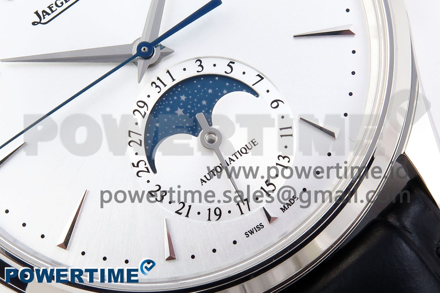 Master Ultra Thin Moon SS APSF 1:1 Best Edition Silver Dial on Black Leather Strap SA925 Super Clone - Image 5