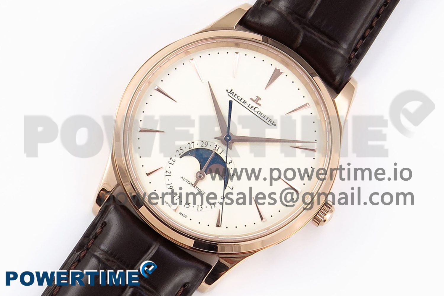 Master Ultra Thin Moon RG APSF 1:1 Best Edition White Dial on Brown Leather Strap SA925 Super Clone - Image 2