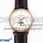 Master Ultra Thin Moon RG APSF 1:1 Best Edition White Dial Diamonds Bezel on Brown Leather Strap SA925 Super Clone