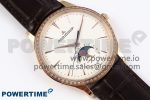 Master Ultra Thin Moon RG APSF 1:1 Best Edition White Dial Diamonds Bezel on Brown Leather Strap SA925 Super Clone - Image 3