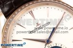 Master Ultra Thin Moon RG APSF 1:1 Best Edition White Dial Diamonds Bezel on Brown Leather Strap SA925 Super Clone - Image 4