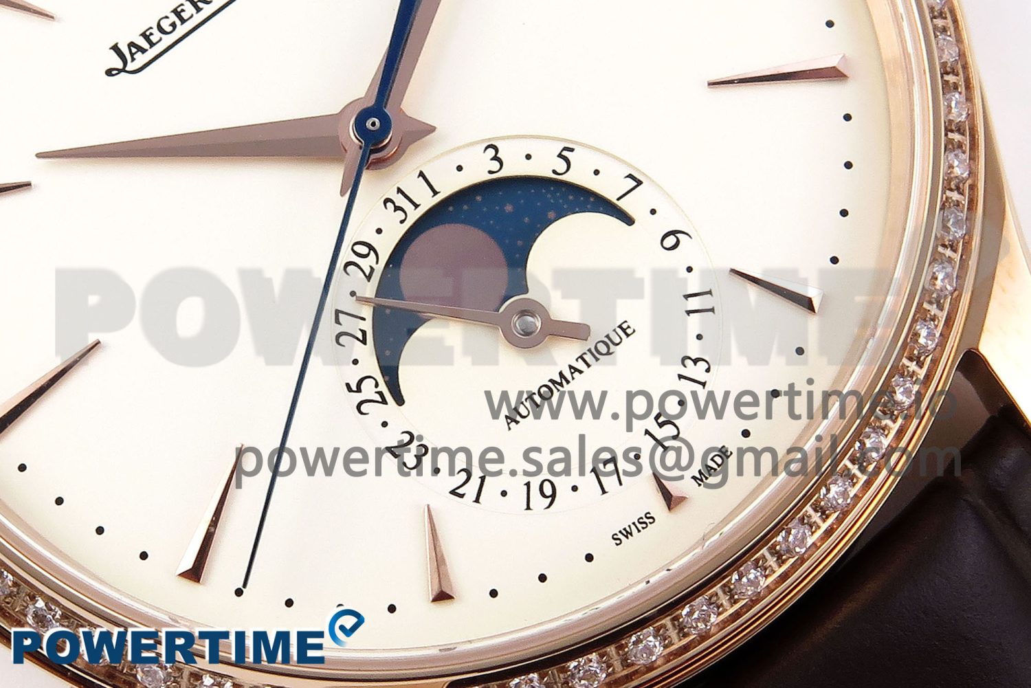 Master Ultra Thin Moon RG APSF 1:1 Best Edition White Dial Diamonds Bezel on Brown Leather Strap SA925 Super Clone - Image 5
