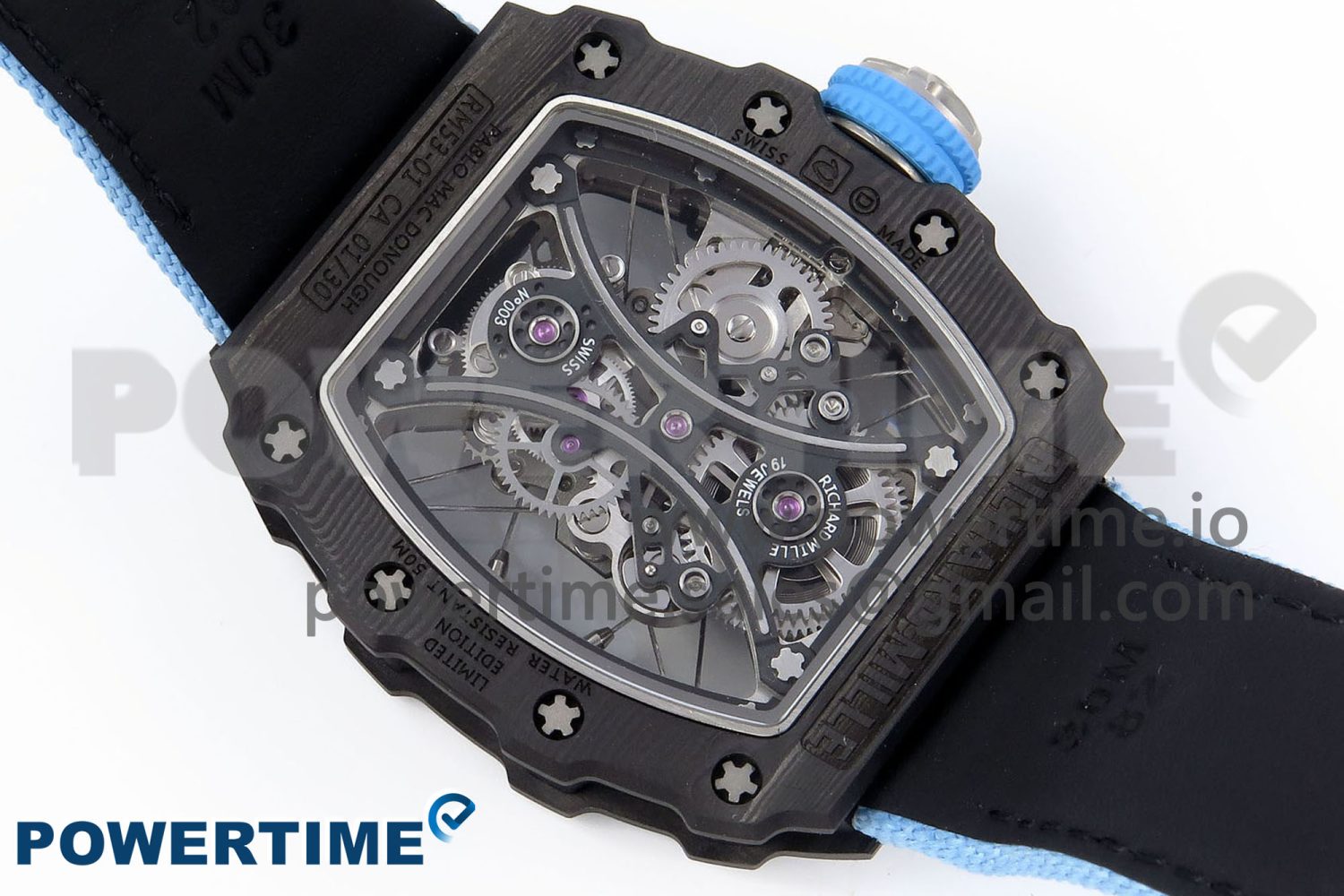 RM53-02 TOURBILLON CARBON RMF BEST EDITION SKELETON DIAL ON BLUE NYLON STRAP - Image 8