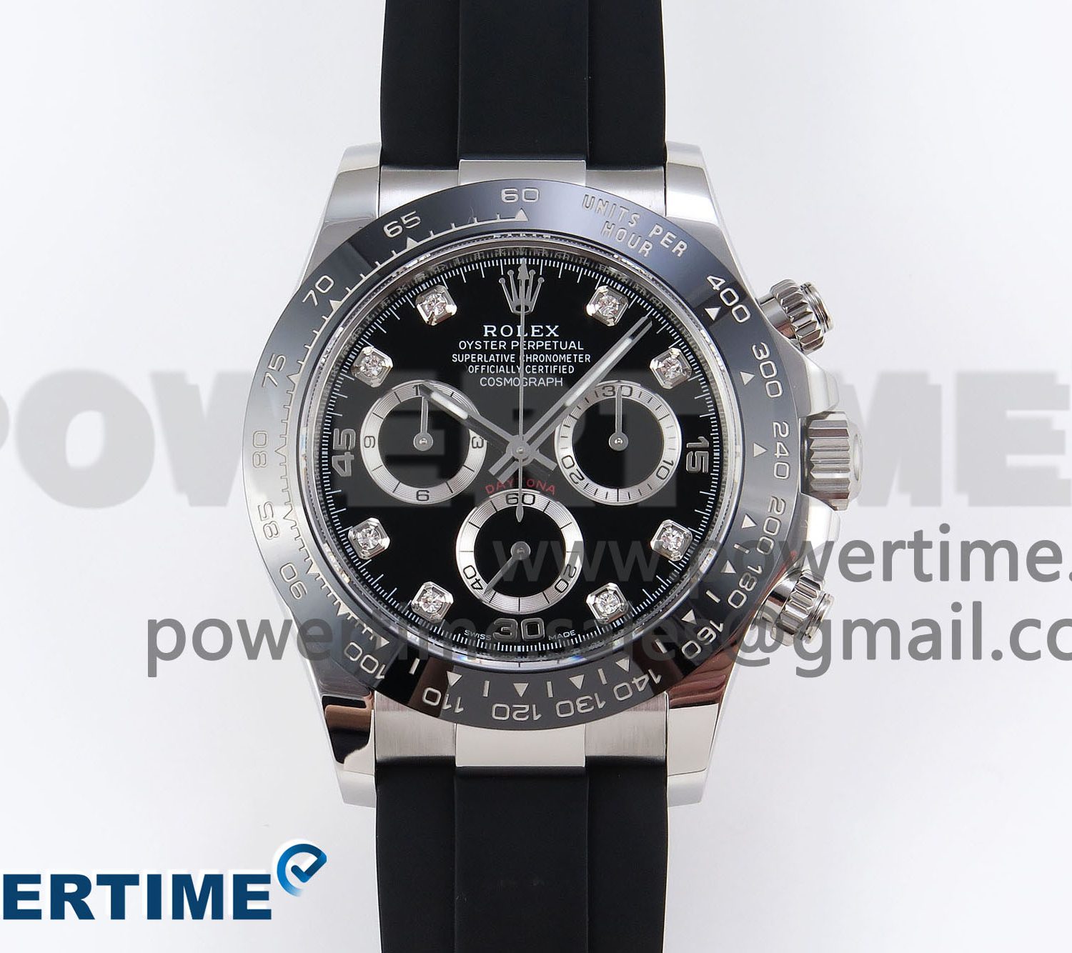 Daytona 116519 APSF 1:1 Best Edition Black Diamonds Dial on Oysterflex Rubber Strap SH4130