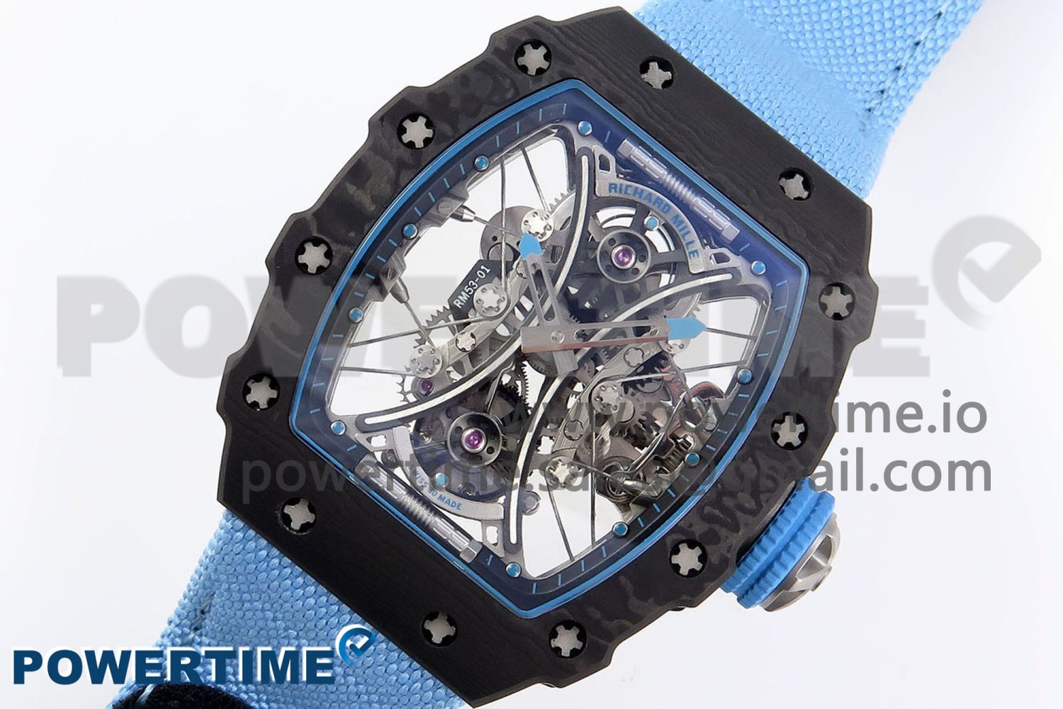 RM53-02 TOURBILLON CARBON RMF BEST EDITION SKELETON DIAL ON BLUE NYLON STRAP - Image 2