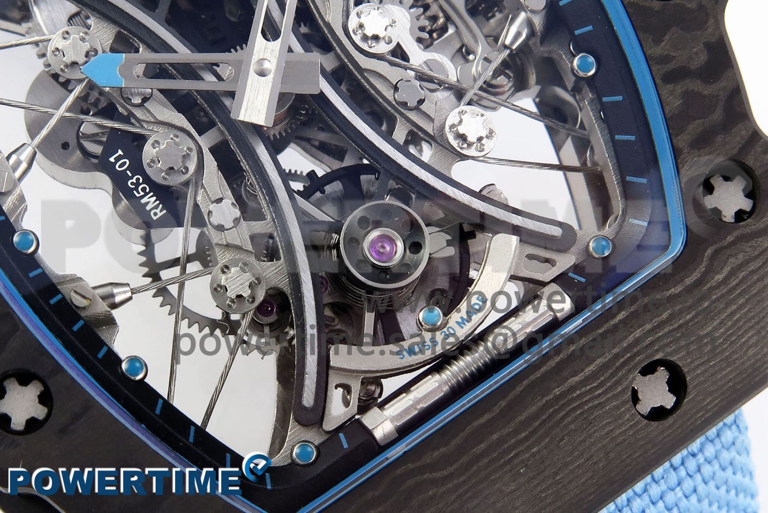 RM53-02 TOURBILLON CARBON RMF BEST EDITION SKELETON DIAL ON BLUE NYLON STRAP - Image 5