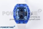 RM53-02 BLUE TRANSPARENT TOURBILLON RMF BEST EDITION SKELETON DIAL ON WHITE RUBBER STRAP V2