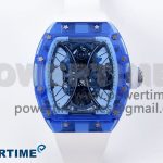 RM53-02 BLUE TRANSPARENT TOURBILLON RMF BEST EDITION SKELETON DIAL ON WHITE RUBBER STRAP V2
