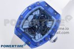 RM53-02 BLUE TRANSPARENT TOURBILLON RMF BEST EDITION SKELETON DIAL ON WHITE RUBBER STRAP V2 - Image 2