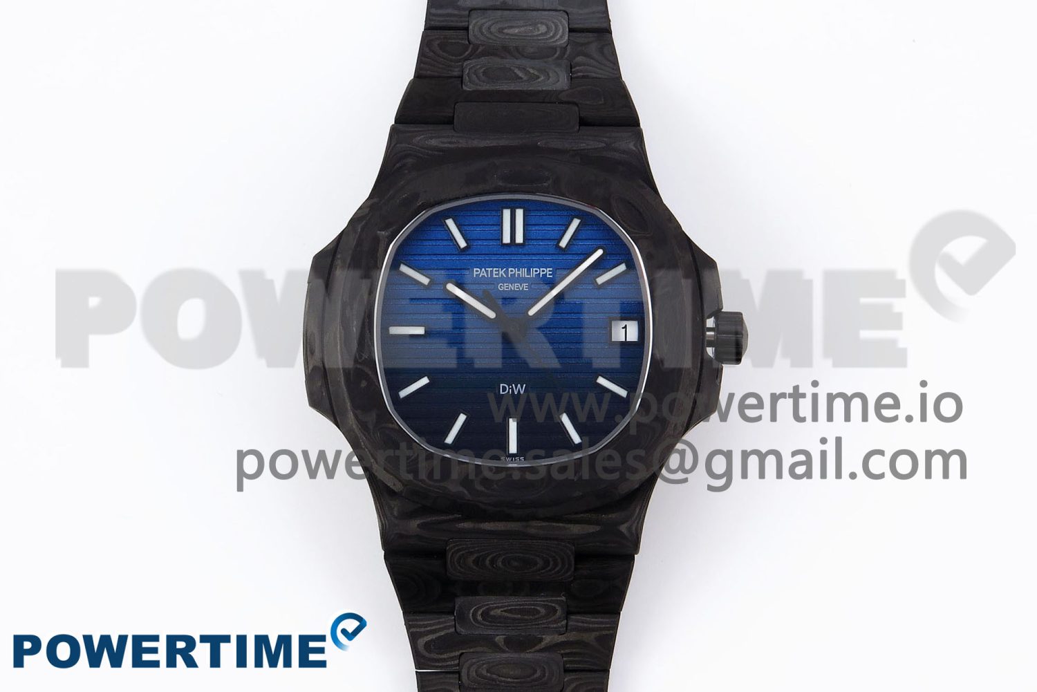 NAUTILUS 5711 DIW CARBON DIWF 1:1 BEST EDITION BLACK/BLUE TEXTURED DIAL ON CARBON BRACELET 324CS - Image 1