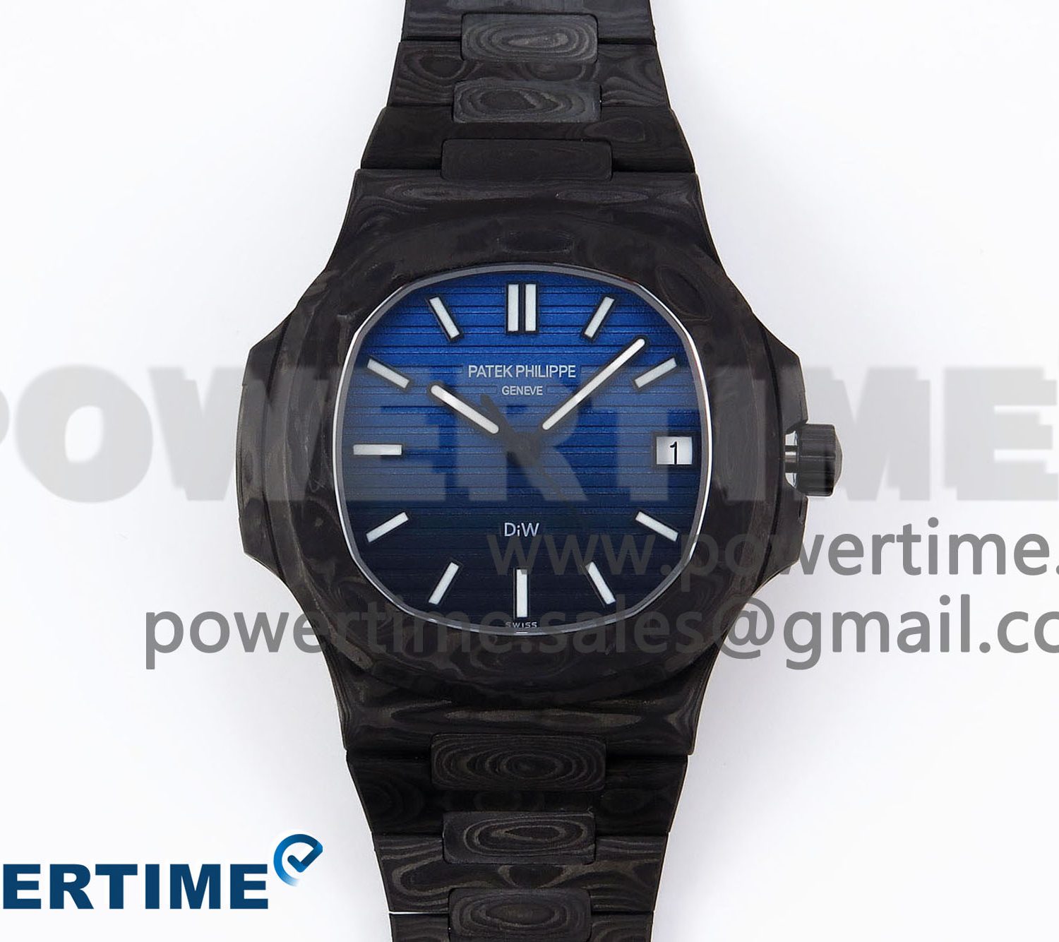 NAUTILUS 5711 DIW CARBON DIWF 1:1 BEST EDITION BLACK/BLUE TEXTURED DIAL ON CARBON BRACELET 324CS