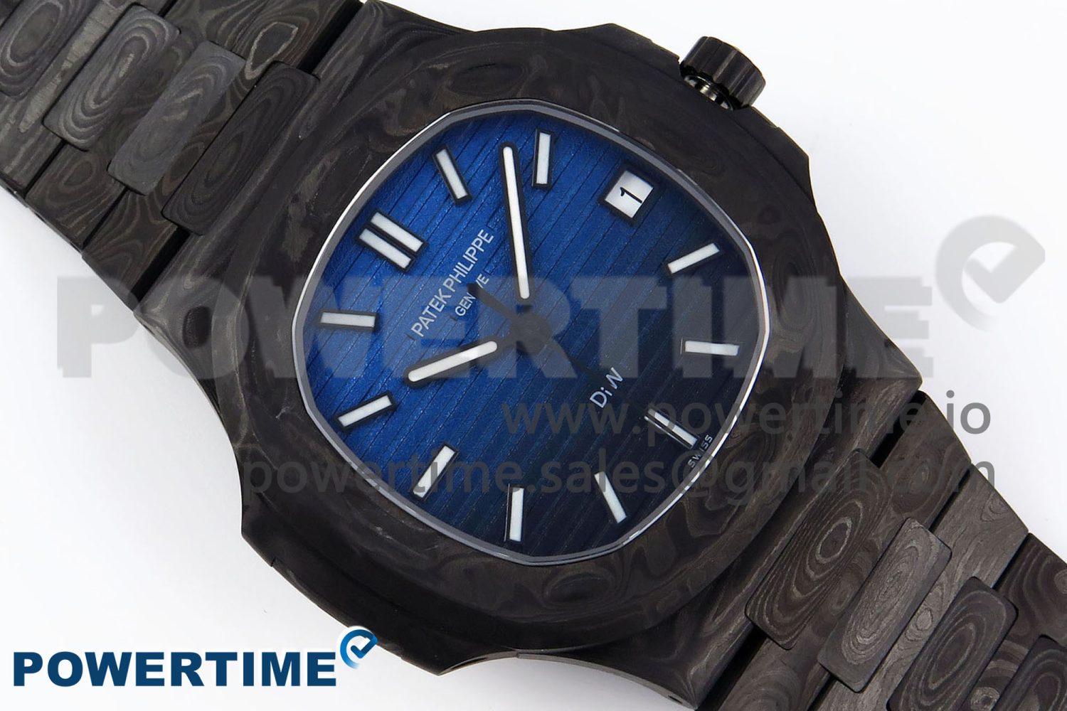 NAUTILUS 5711 DIW CARBON DIWF 1:1 BEST EDITION BLACK/BLUE TEXTURED DIAL ON CARBON BRACELET 324CS - Image 3