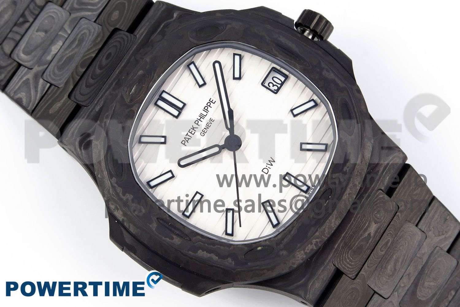 NAUTILUS 5711 DIW CARBON DIWF 1:1 BEST EDITION BLACK/BLUE TEXTURED DIAL ON CARBON BRACELET 324CS - Image 3