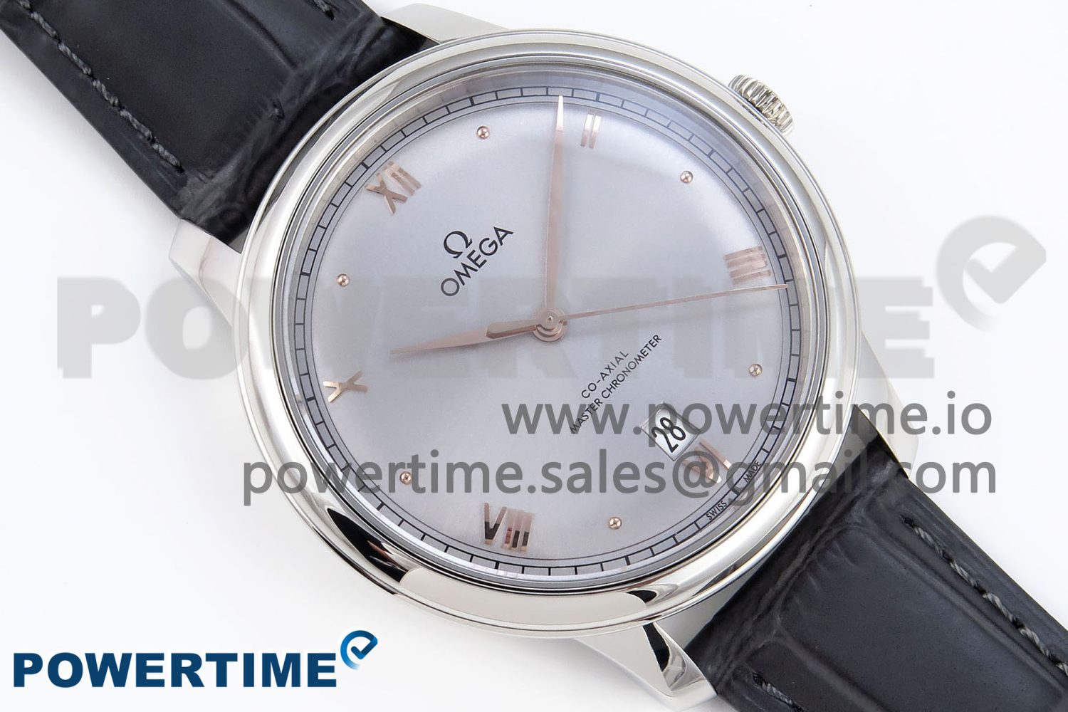 De Ville Date SS MKF 1:1 Best Edition Grey Dial Roman Marker on Black Leather Strap A8800 - Image 3