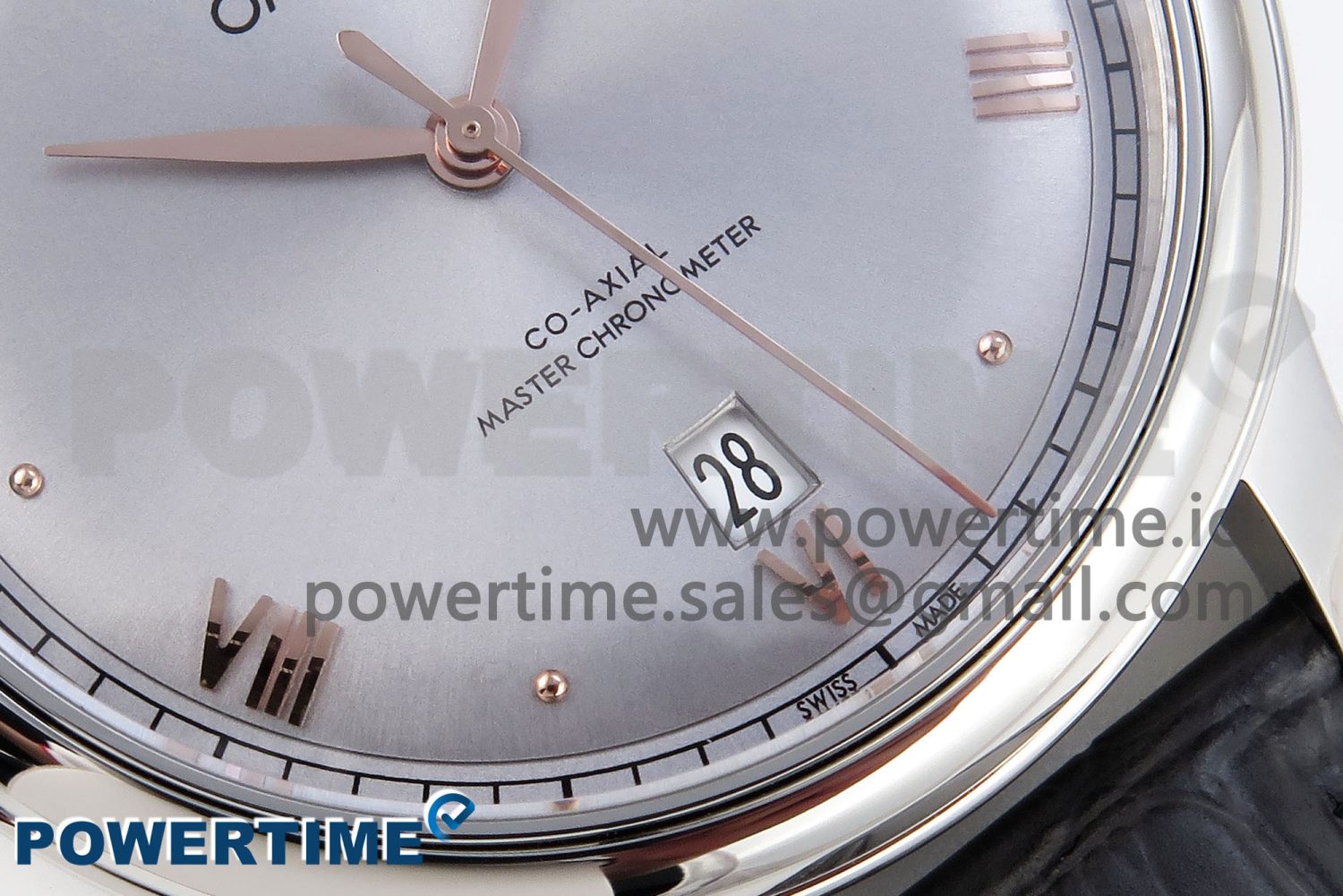 De Ville Date SS MKF 1:1 Best Edition Grey Dial Roman Marker on Black Leather Strap A8800 - Image 5