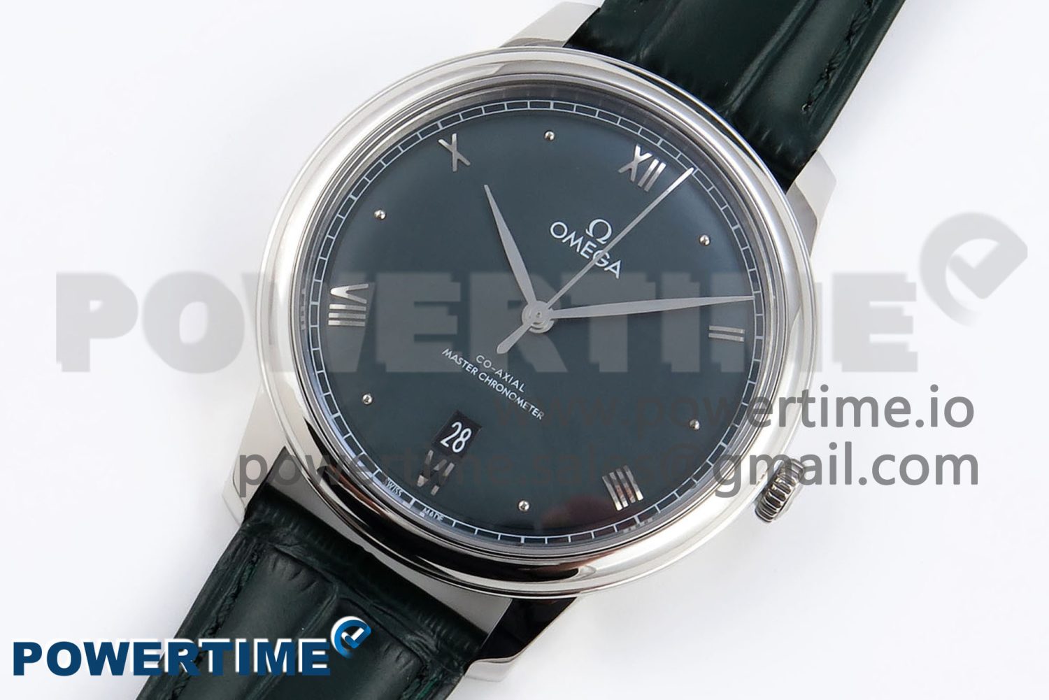 De Ville Date SS MKF 1:1 Best Edition Dark Gray Dial Roman Marker on Black Leather Strap A8800 - Image 2