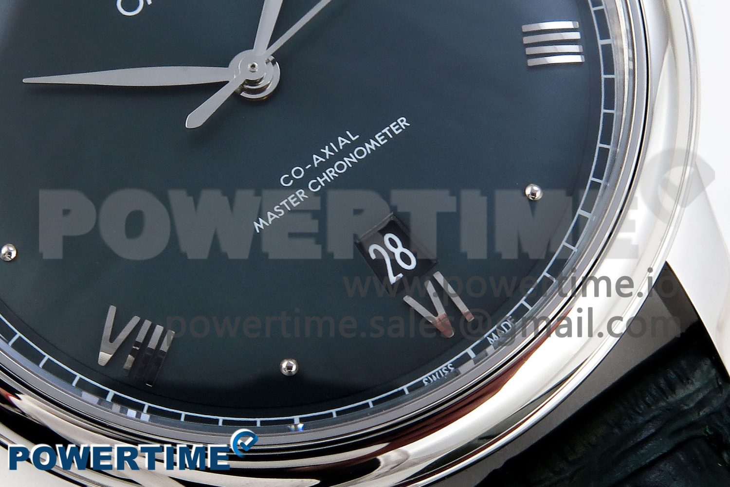 De Ville Date SS MKF 1:1 Best Edition Dark Gray Dial Roman Marker on Black Leather Strap A8800 - Image 5