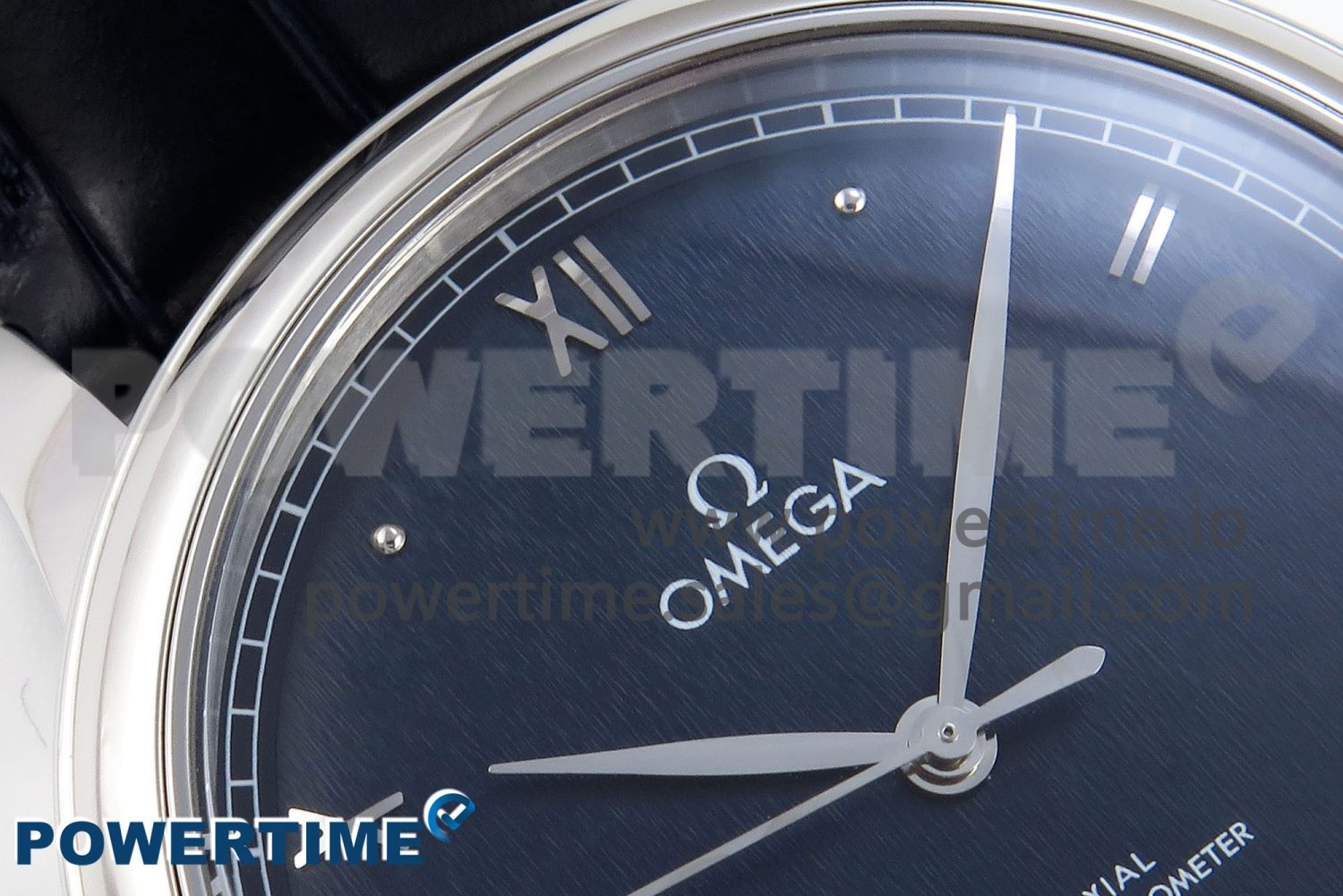 De Ville Date SS MKF 1:1 Best Edition Blue Dial Roman Marker on Black Leather Strap A8800 - Image 4
