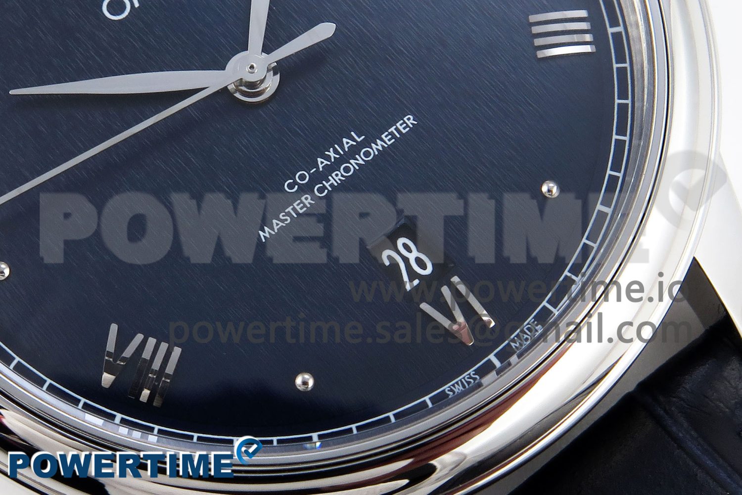 De Ville Date SS MKF 1:1 Best Edition Blue Dial Roman Marker on Black Leather Strap A8800 - Image 5