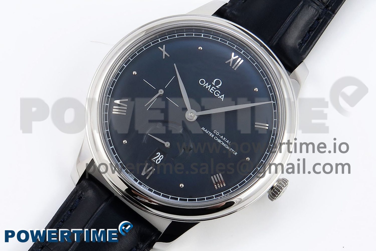 De Ville Power Reserve SS MKF 1:1 Best Edition Black Dial on Black Leather Strap A8810 - Image 2