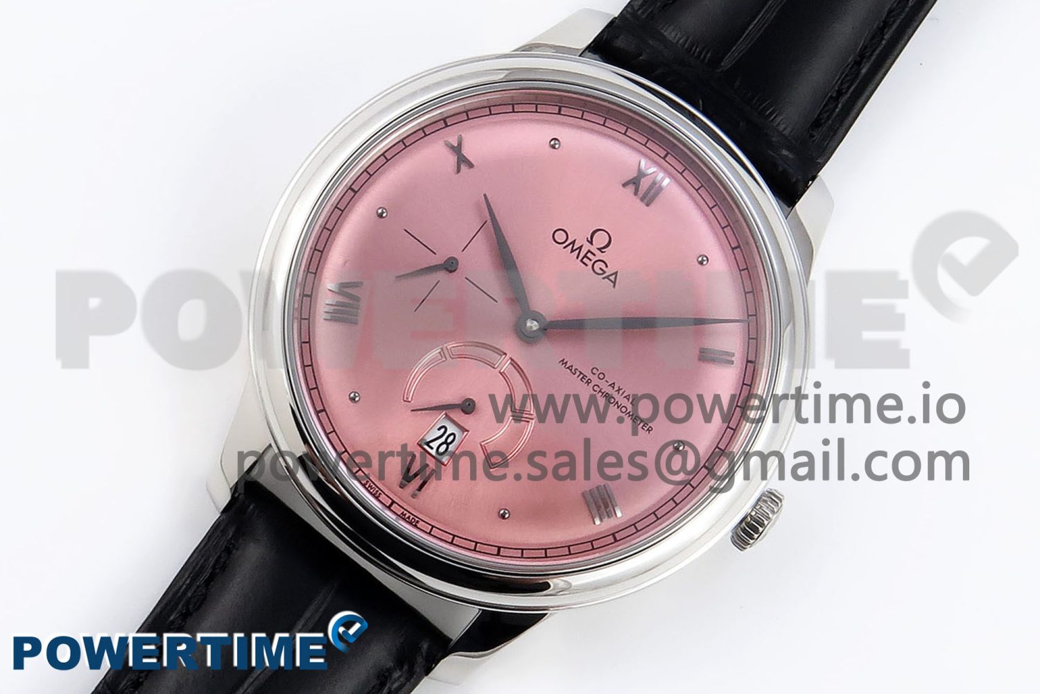 De Ville Power Reserve SS MKF 1:1 Best Edition Pink Dial on Black Leather Strap - Image 2