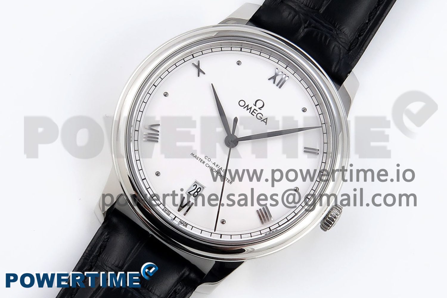 De Ville Date SS MKF 1:1 Best Edition White Dial Roman Marker on Black Leather Strap A8800 - Image 2