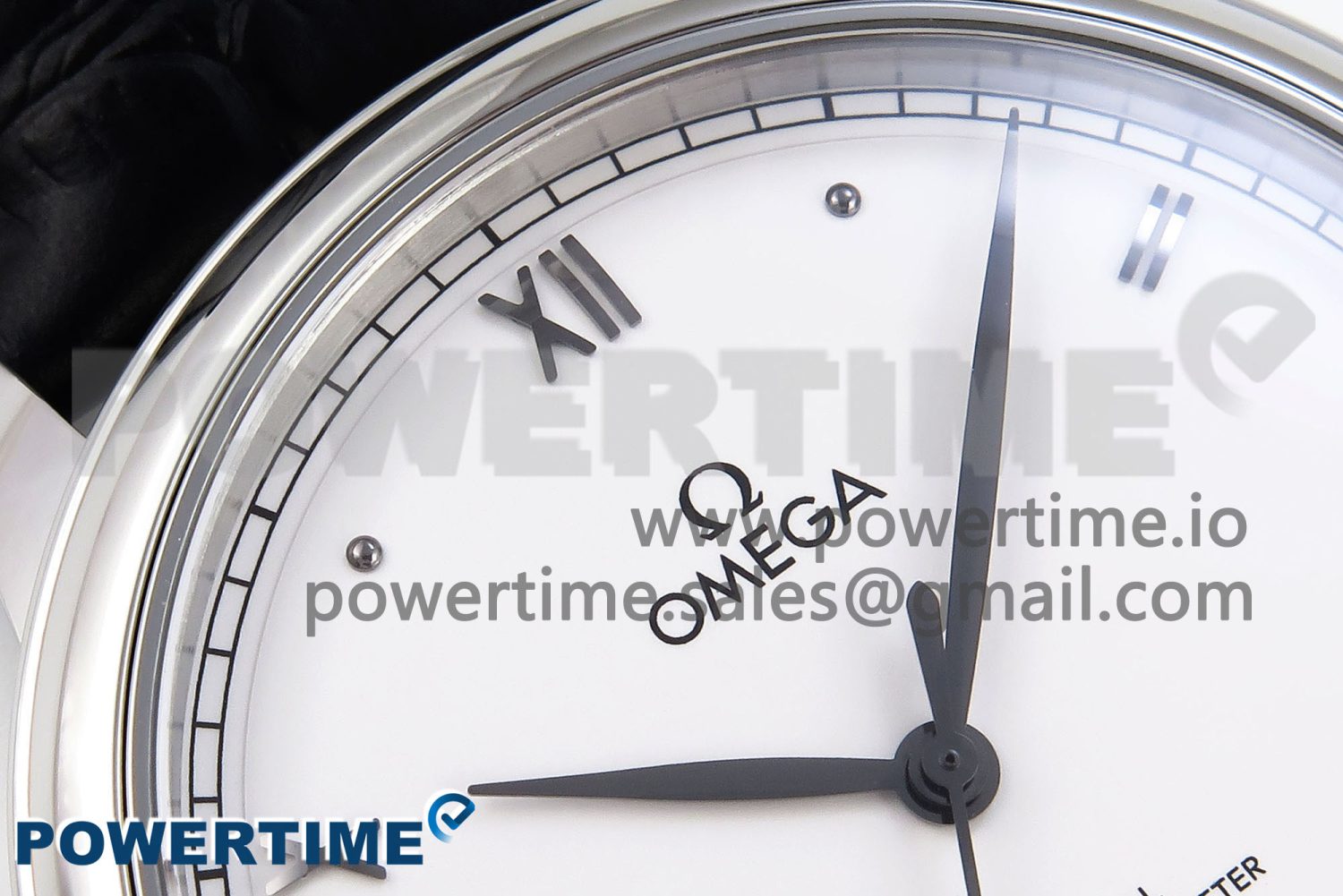 De Ville Date SS MKF 1:1 Best Edition White Dial Roman Marker on Black Leather Strap A8800 - Image 4