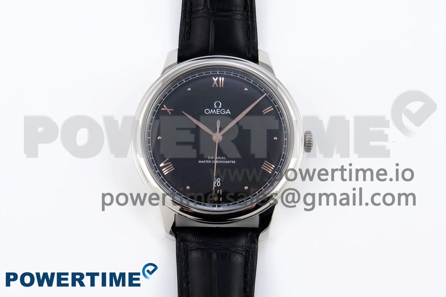 De Ville Date SS MKF 1:1 Best Edition Black Dial Roman Marker on Black Leather Strap A8800 - Image 1