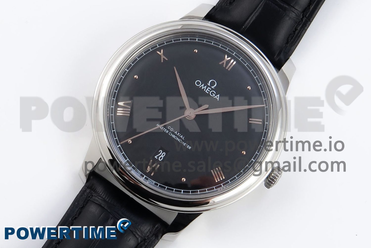 De Ville Date SS MKF 1:1 Best Edition Black Dial Roman Marker on Black Leather Strap A8800 - Image 2