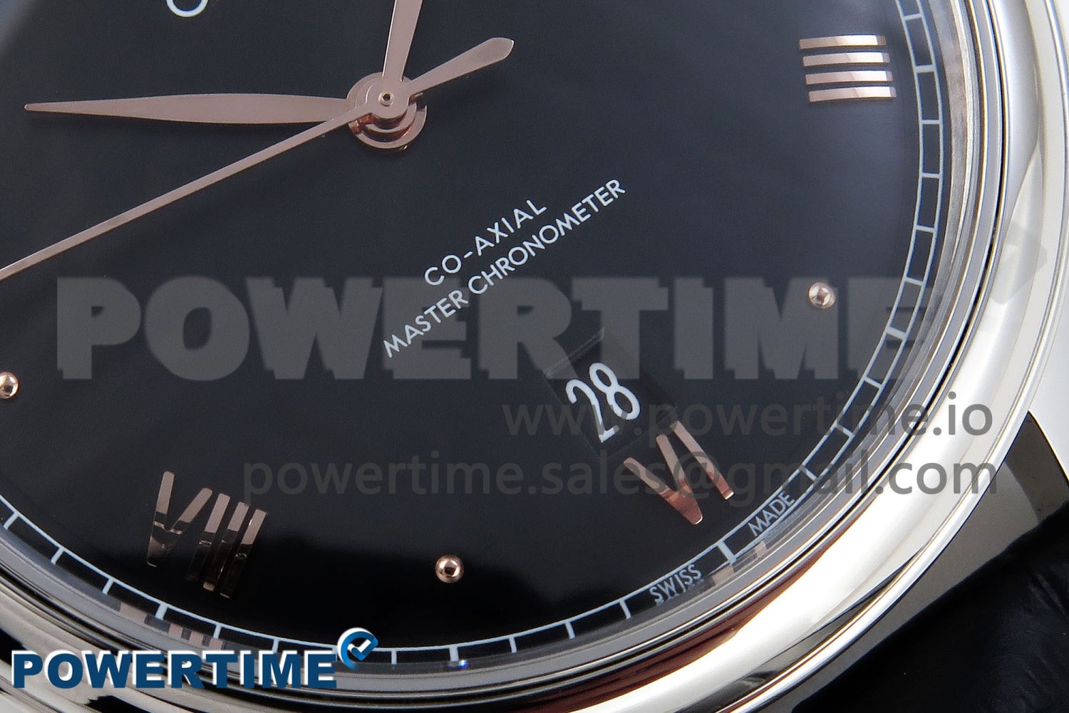 De Ville Date SS MKF 1:1 Best Edition Black Dial Roman Marker on Black Leather Strap A8800 - Image 5
