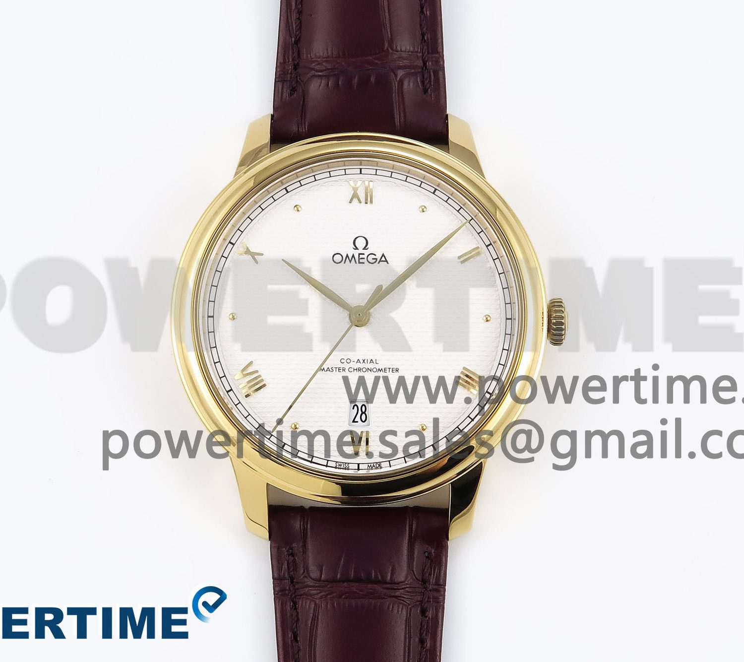 De Ville Date YG MKF 1:1 Best Edition White Textured Dial Roman Marker on Brown Leather Strap A8800